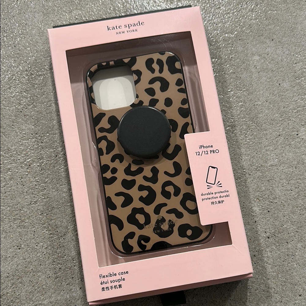 Kate Spade leopard iPhone 12/12 Pro case w/Pop Socket
